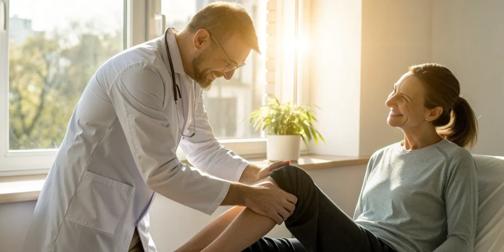 Stem cell therapy consultation for knee injury.